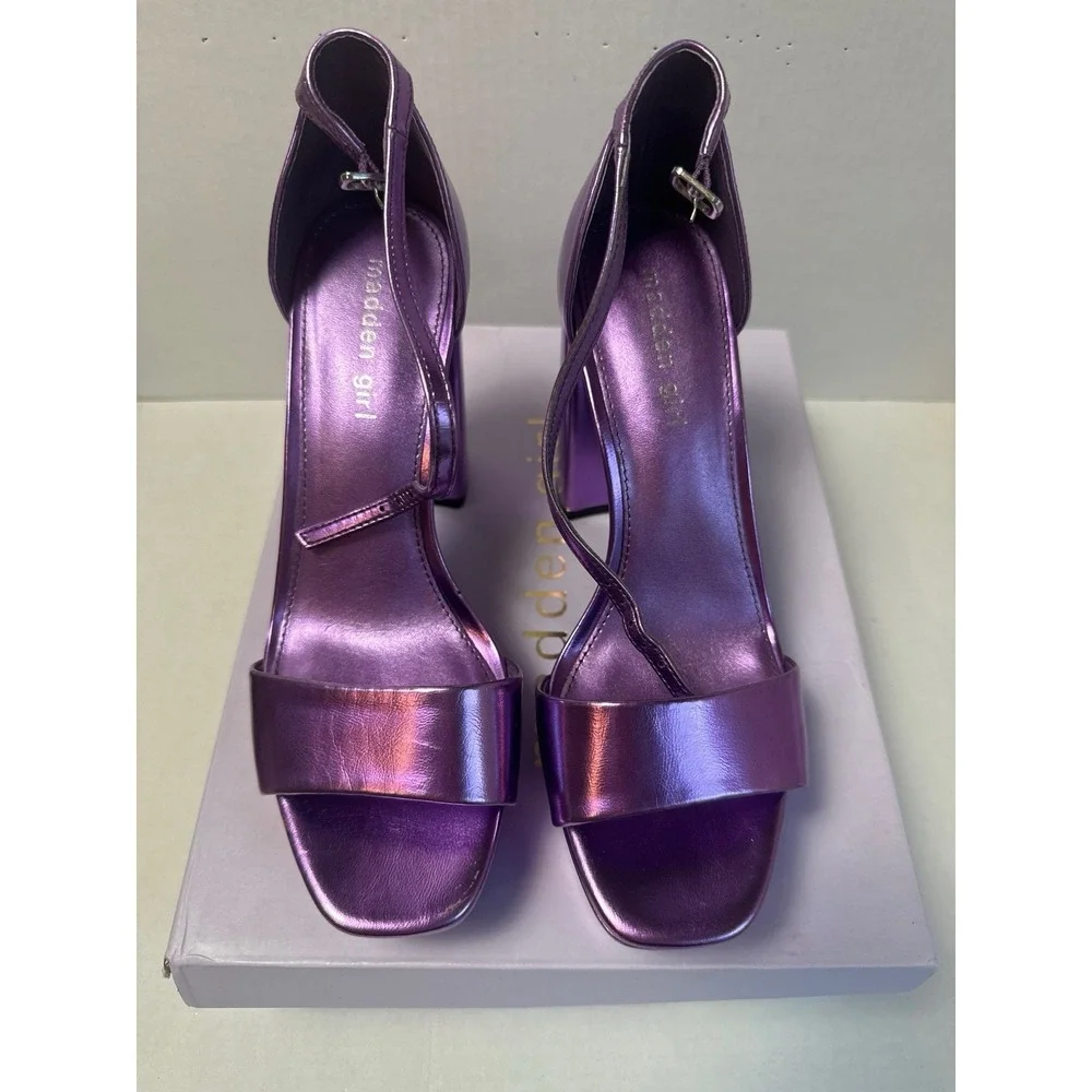 Madden Girl Omega Heels Purple Metallic Size 9 W/ Box